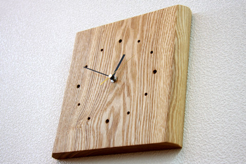 手造り天然木時計シリーズ タモ無垢掛け時計